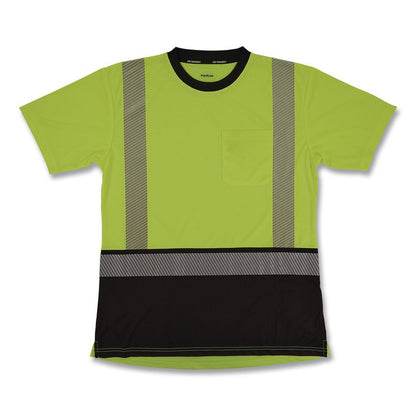 GloWear 8276BK Class 2 Women's Performance Hi-Vis T-Shirt with Black Bottom, 2X-Large, Lime