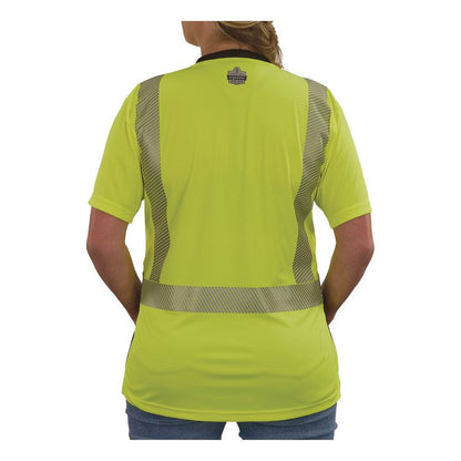 GloWear 8276BK Class 2 Women's Performance Hi-Vis T-Shirt with Black Bottom, 3X-Large, Lime
