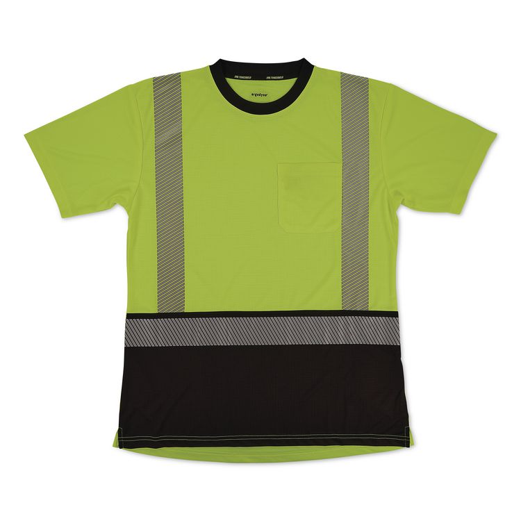 GloWear 8276BK Class 2 Women's Performance Hi-Vis T-Shirt with Black Bottom, 3X-Large, Lime