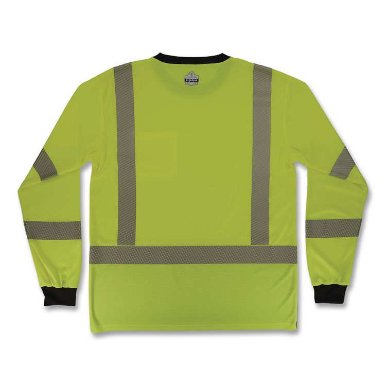 GloWear 8371BK Class 3 Performance Hi-Vis Long Sleeve T-Shirt with Black Bottom, X-Large, Lime