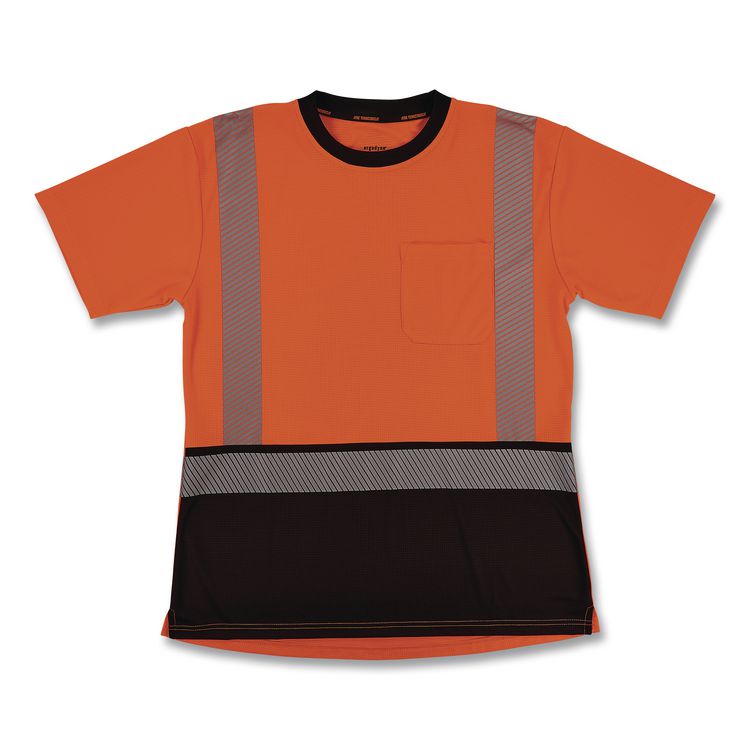 GloWear 8276BK Class 2 Women's Performance Hi-Vis T-Shirt with Black Bottom, X-Small, Orange