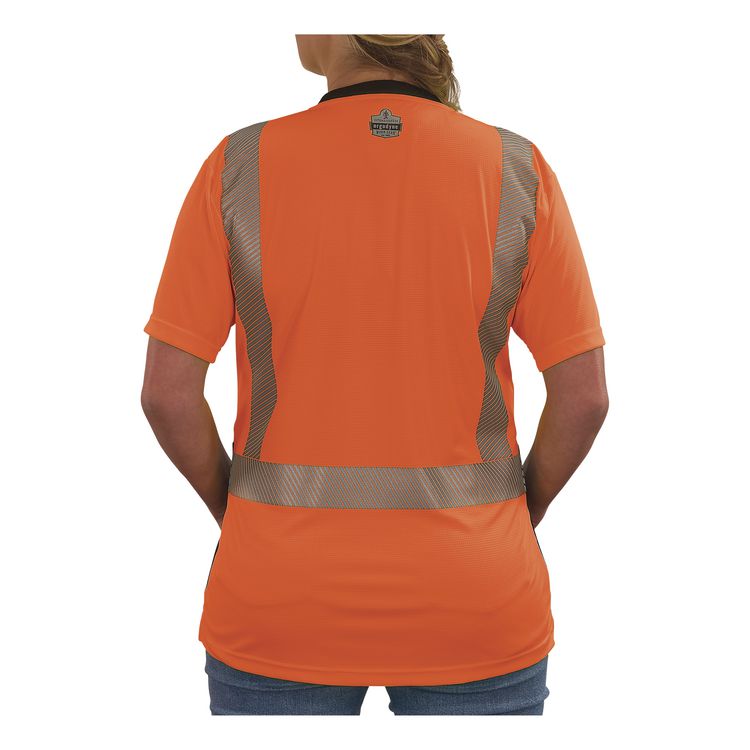 GloWear 8276BK Class 2 Women's Performance Hi-Vis T-Shirt with Black Bottom, Small, Orange
