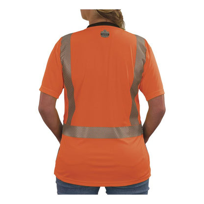 GloWear 8276BK Class 2 Women's Performance Hi-Vis T-Shirt with Black Bottom, Small, Orange
