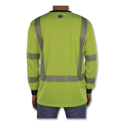 GloWear 8371BK Class 3 Performance Hi-Vis Long Sleeve T-Shirt with Black Bottom, 2X-Large, Lime