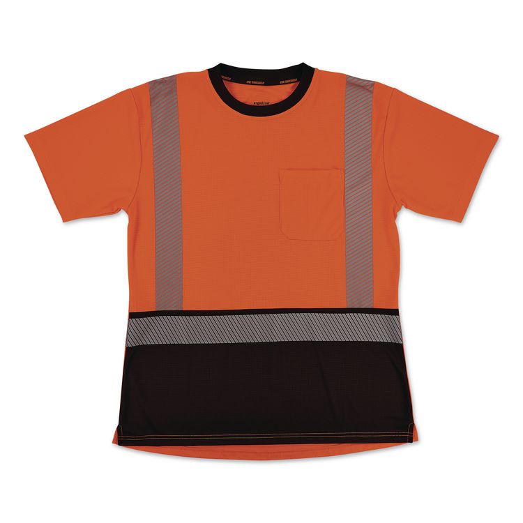 GloWear 8276BK Class 2 Women's Performance Hi-Vis T-Shirt with Black Bottom, Medium, Orange