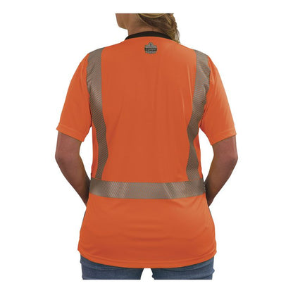 GloWear 8276BK Class 2 Women's Performance Hi-Vis T-Shirt with Black Bottom, Large, Orange