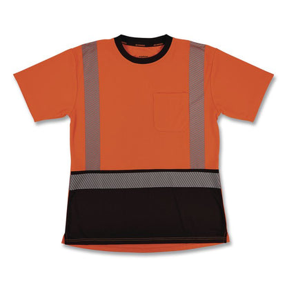 GloWear 8276BK Class 2 Women's Performance Hi-Vis T-Shirt with Black Bottom, Large, Orange