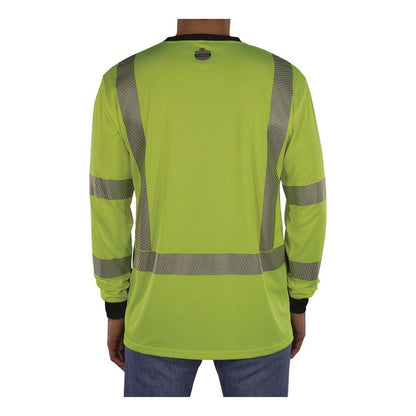 GloWear 8371BK Class 3 Performance Hi-Vis Long Sleeve T-Shirt with Black Bottom, 5X-Large, Lime
