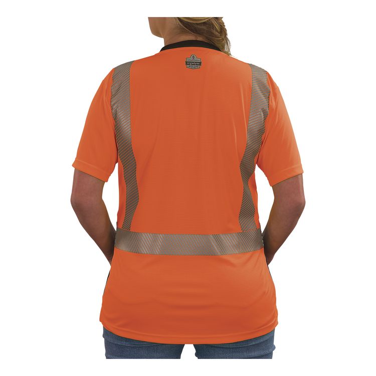 GloWear 8276BK Class 2 Women's Performance Hi-Vis T-Shirt with Black Bottom, X-Large, Orange