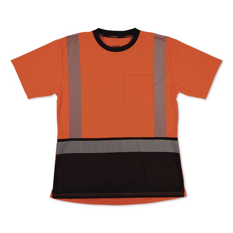 GloWear 8276BK Class 2 Women's Performance Hi-Vis T-Shirt with Black Bottom, X-Large, Orange