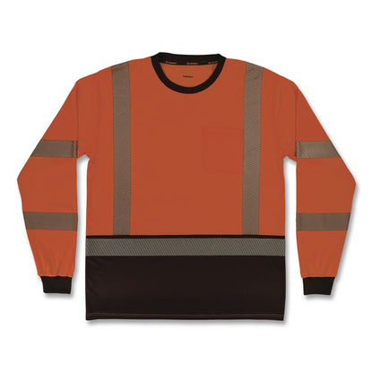GloWear 8371BK Class 3 Performance Hi-Vis Long Sleeve T-Shirt with Black Bottom, 2X-Large, Orange