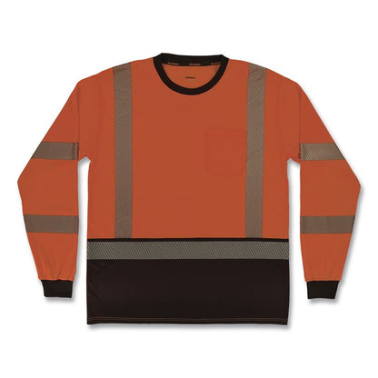 GloWear 8371BK Class 3 Performance Hi-Vis Long Sleeve T-Shirt with Black Bottom, 3X-Large, Orange