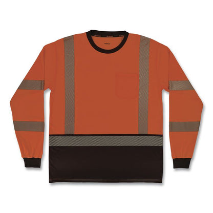 GloWear 8371BK Class 3 Performance Hi-Vis Long Sleeve T-Shirt with Black Bottom, 4X-Large, Orange