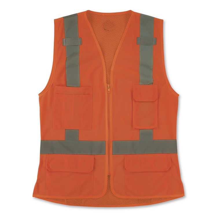 GloWear 8247ZW-S Class 2 Women's Hi-Vis Surveyor Vest with Zipper, Polyester, 3X-Large, Orange