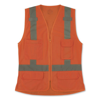 GloWear 8247ZW-S Class 2 Women's Hi-Vis Surveyor Vest with Zipper, Polyester, 3X-Large, Orange