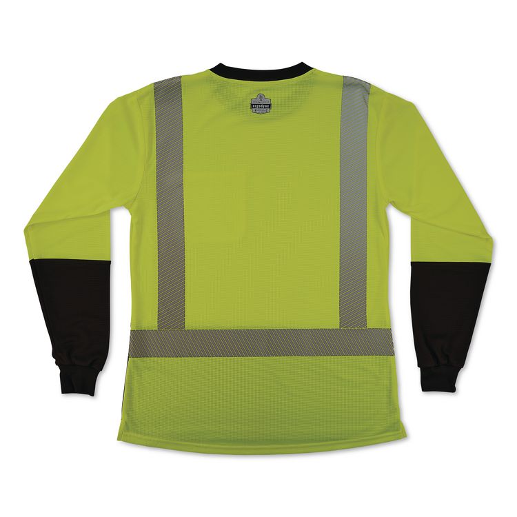 GloWear 8278BK Class 2 Women's Performance Hi-Vis Long Sleeve T-Shirt with Black Bottom, X-Large, Lime