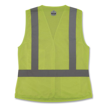 GloWear 8210HLW-S Class 2 Women's Hi-Vis Vest with Hook-and-Loop, Polyester, Medium, Lime
