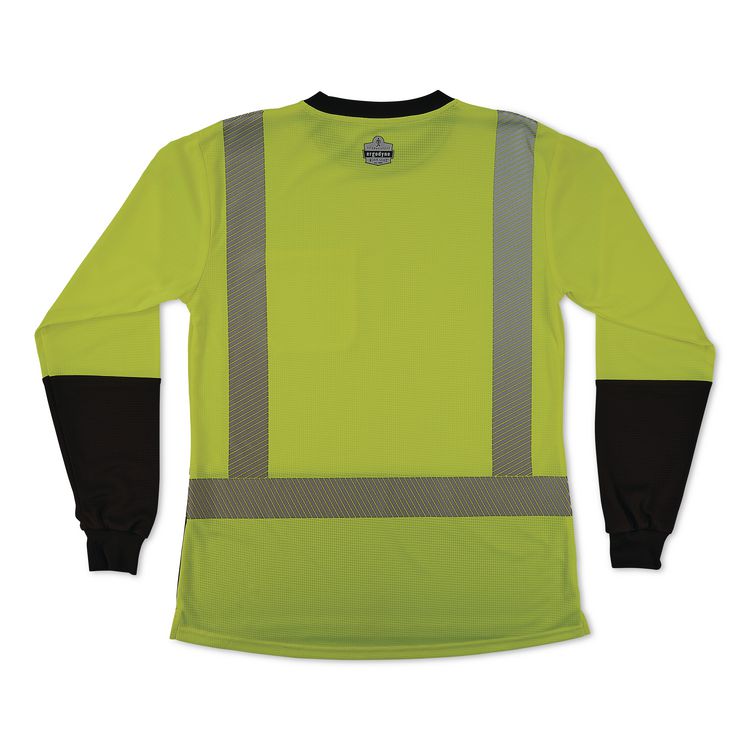 GloWear 8278BK Class 2 Women's Performance Hi-Vis Long Sleeve T-Shirt with Black Bottom, 2X-Large, Lime