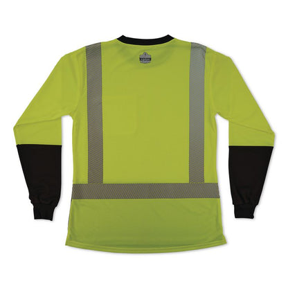 GloWear 8278BK Class 2 Women's Performance Hi-Vis Long Sleeve T-Shirt with Black Bottom, 2X-Large, Lime