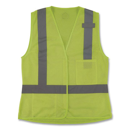 GloWear 8210HLW-S Class 2 Women's Hi-Vis Vest with Hook-and-Loop, Polyester, Large, Lime