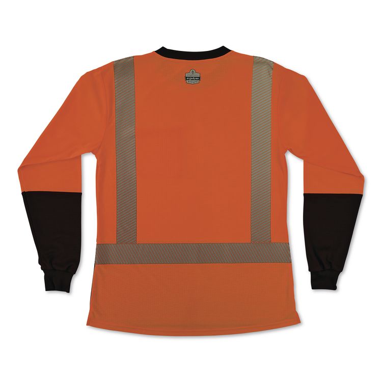 GloWear 8278BK Class 2 Women's Performance Hi-Vis Long Sleeve T-Shirt with Black Bottom, X-Small, Orange