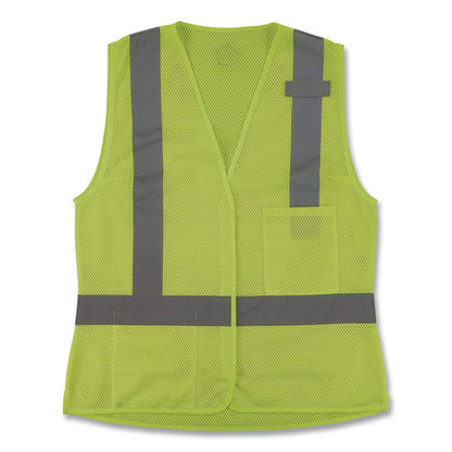 GloWear 8210HLW-S Class 2 Women's Hi-Vis Vest with Hook-and-Loop, Polyester, X-Large, Lime