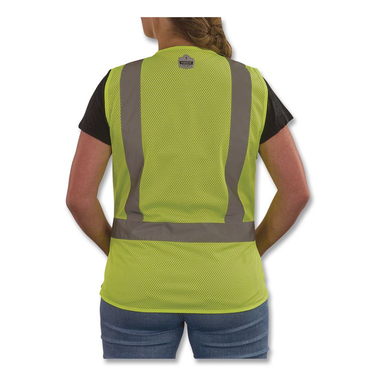 GloWear 8210HLW-S Class 2 Women's Hi-Vis Vest with Hook-and-Loop, Polyester, 3X-Large, Lime