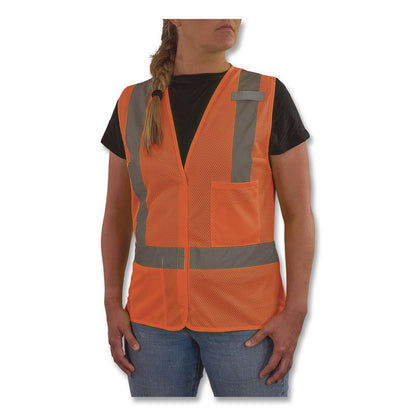 GloWear 8210HLW-S Class 2 Women's Hi-Vis Vest with Hook-and-Loop, Polyester, Medium, Orange