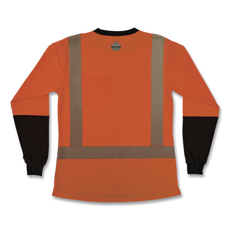 GloWear 8278BK Class 2 Women's Performance Hi-Vis Long Sleeve T-Shirt with Black Bottom, Large, Orange