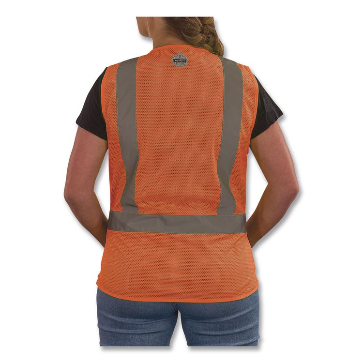 GloWear 8210HLW-S Class 2 Women's Hi-Vis Vest with Hook-and-Loop, Polyester, Large, Orange