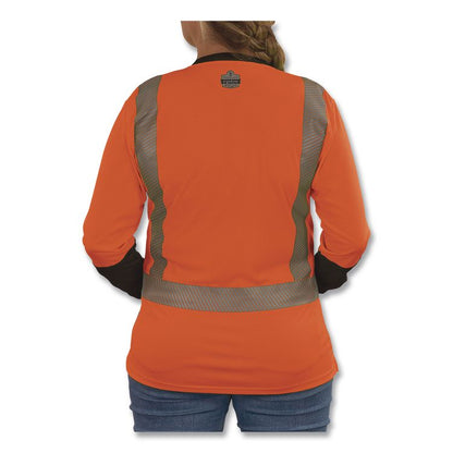 GloWear 8278BK Class 2 Women's Performance Hi-Vis Long Sleeve T-Shirt with Black Bottom, X-Large, Orange
