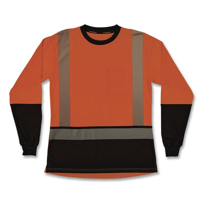 GloWear 8278BK Class 2 Women's Performance Hi-Vis Long Sleeve T-Shirt with Black Bottom, X-Large, Orange