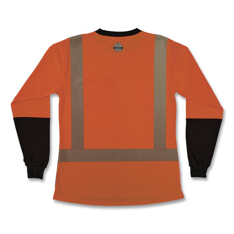 GloWear 8278BK Class 2 Women's Performance Hi-Vis Long Sleeve T-Shirt with Black Bottom, 2X-Large, Orange
