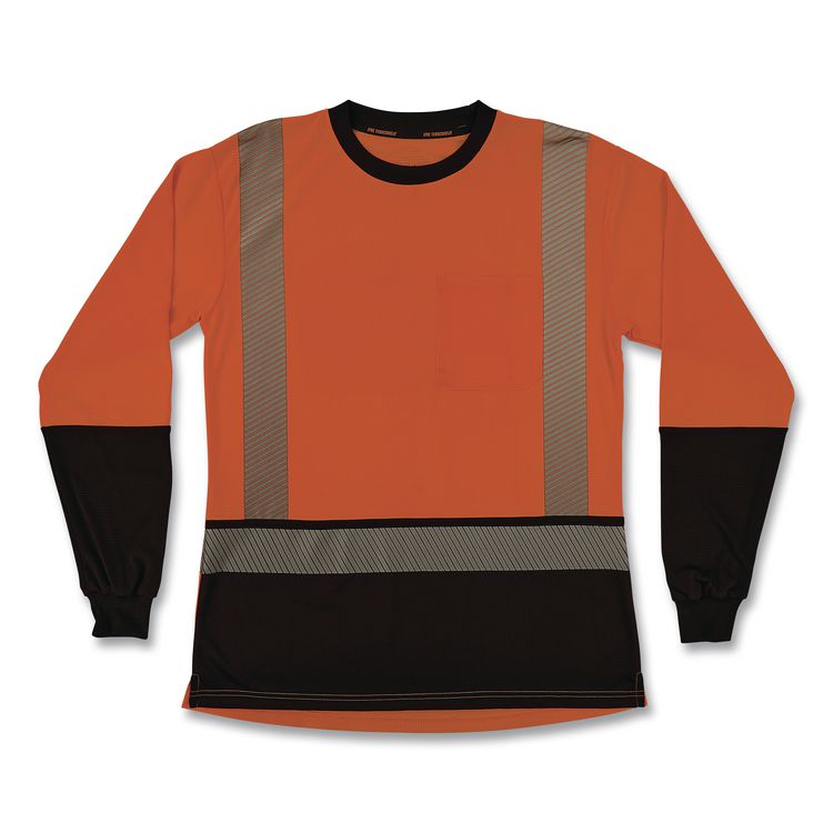 GloWear 8278BK Class 2 Women's Performance Hi-Vis Long Sleeve T-Shirt with Black Bottom, 2X-Large, Orange