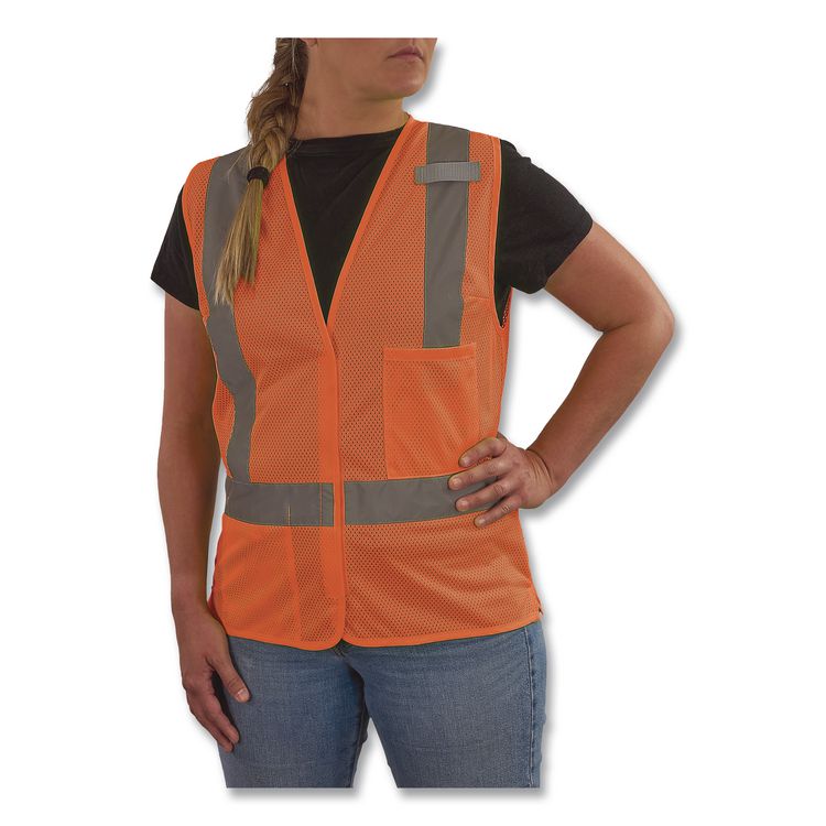 GloWear 8210HLW-S Class 2 Women's Hi-Vis Vest with Hook-and-Loop, Polyester, 3X-Large, Orange