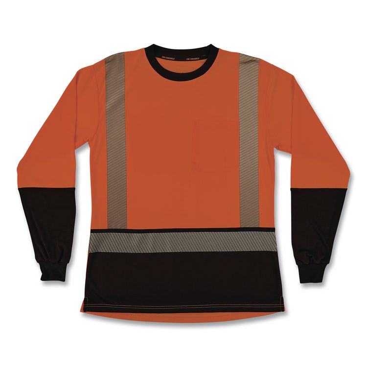 GloWear 8278BK Class 2 Women's Performance Hi-Vis Long Sleeve T-Shirt with Black Bottom, 3X-Large, Orange