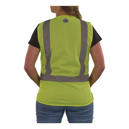 GloWear 8210ZW-S Class 2 Women's Hi-Vis Vest with Zipper, Polyester, Small, Lime