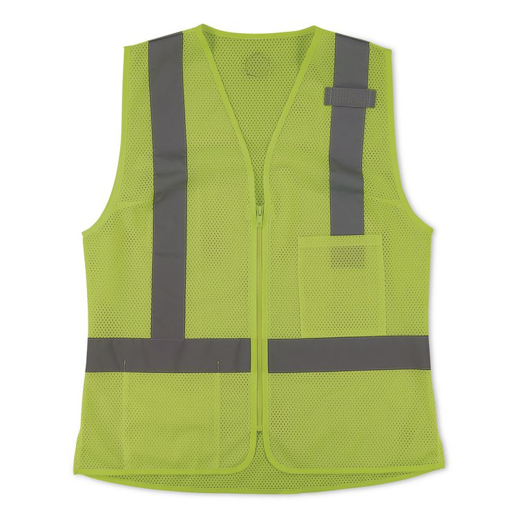 GloWear 8210ZW-S Class 2 Women's Hi-Vis Vest with Zipper, Polyester, Small, Lime
