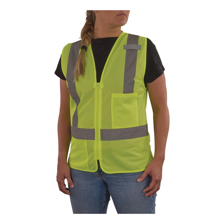 GloWear 8210ZW-S Class 2 Women's Hi-Vis Vest with Zipper, Polyester, Medium, Lime