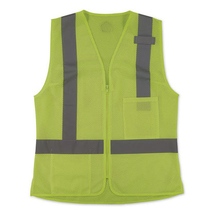 GloWear 8210ZW-S Class 2 Women's Hi-Vis Vest with Zipper, Polyester, Large, Lime