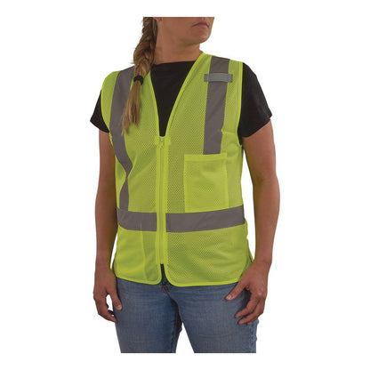 GloWear 8210ZW-S Class 2 Women's Hi-Vis Vest with Zipper, Polyester, X-Large, Lime