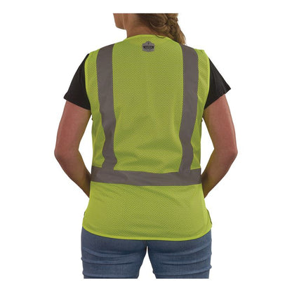 GloWear 8210ZW-S Class 2 Women's Hi-Vis Vest with Zipper, Polyester, X-Large, Lime