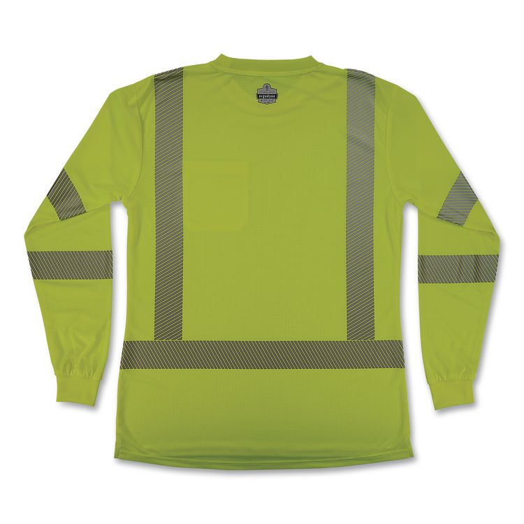 GloWear 8387 Class 3 Women's Performance Hi-Vis Long Sleeve T-Shirt, X-Large, Lime