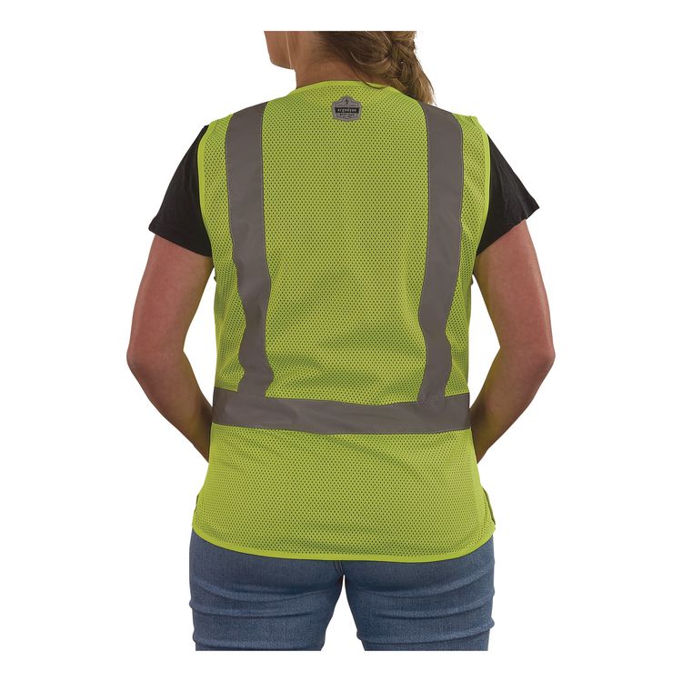 GloWear 8210ZW-S Class 2 Women's Hi-Vis Vest with Zipper, Polyester, 2X-Large, Lime