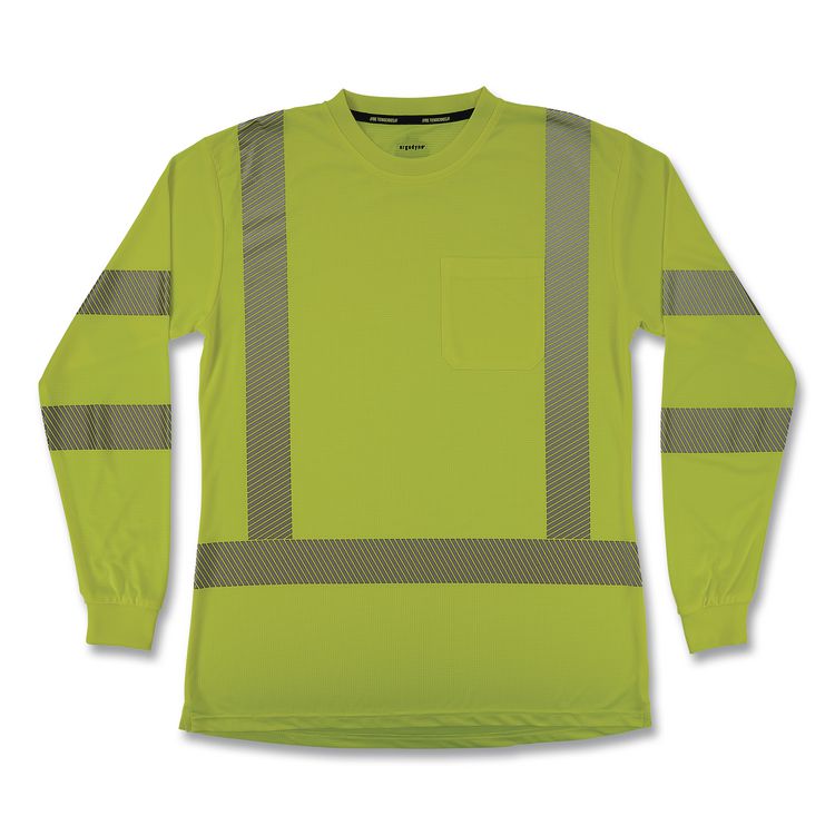 GloWear 8387 Class 3 Women's Performance Hi-Vis Long Sleeve T-Shirt, X-Large, Lime