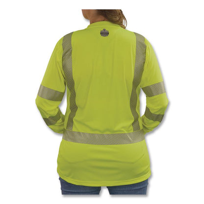 GloWear 8387 Class 3 Women's Performance Hi-Vis Long Sleeve T-Shirt, 2X-Large, Lime