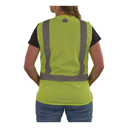 GloWear 8210ZW-S Class 2 Women's Hi-Vis Vest with Zipper, Polyester, 3X-Large, Lime