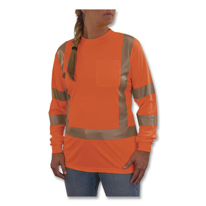 GloWear 8387 Class 3 Women's Performance Hi-Vis Long Sleeve T-Shirt, Medium, Orange