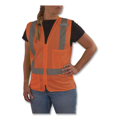 GloWear 8210ZW-S Class 2 Women's Hi-Vis Vest with Zipper, Polyester, X-Large, Orange