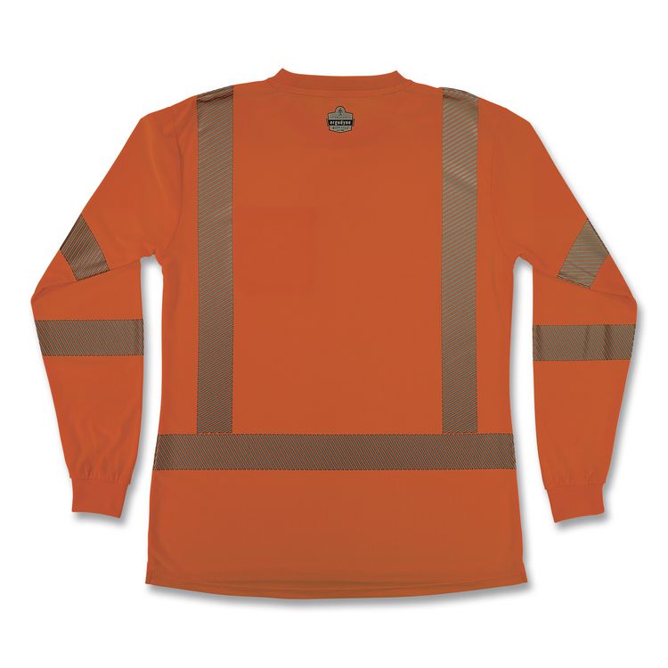 GloWear 8387 Class 3 Women's Performance Hi-Vis Long Sleeve T-Shirt, Large, Orange